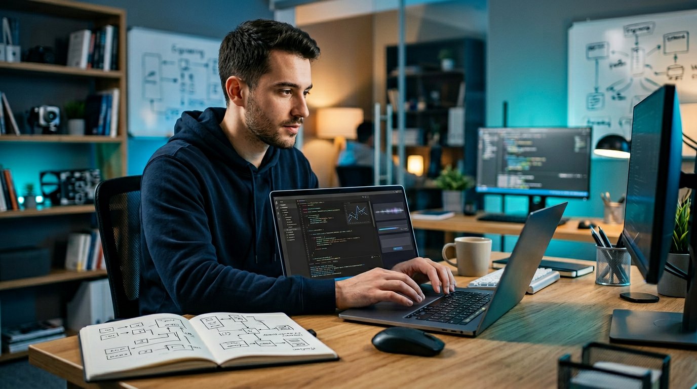 AI Fluency Interview Prep for Engineers hero image showing a software interview preparation workspace