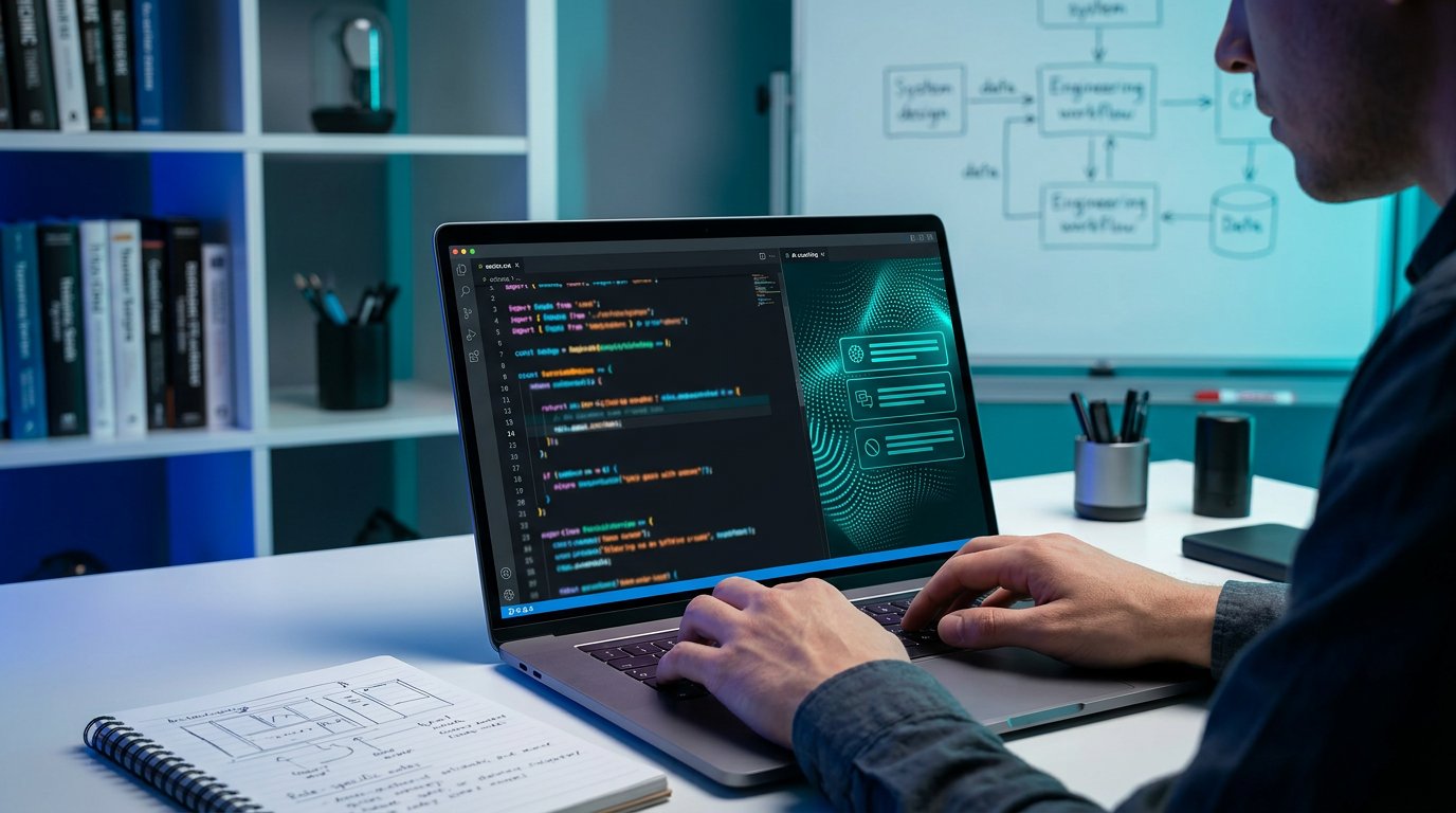 Live Coding Interview Assistant Guide hero image showing a software interview preparation workspace